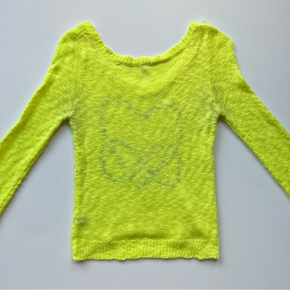 Charlotte Russe Neon Yellow Infinity Heart Sweater, Small - Picture 6 of 10